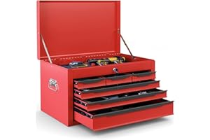 IRONMAX Small Tool Box, 24" Lockable Steel Toolbox with 6 Drawers & Top Tray, Heavy Duty Tool Chest Cabinet Storage Organizer