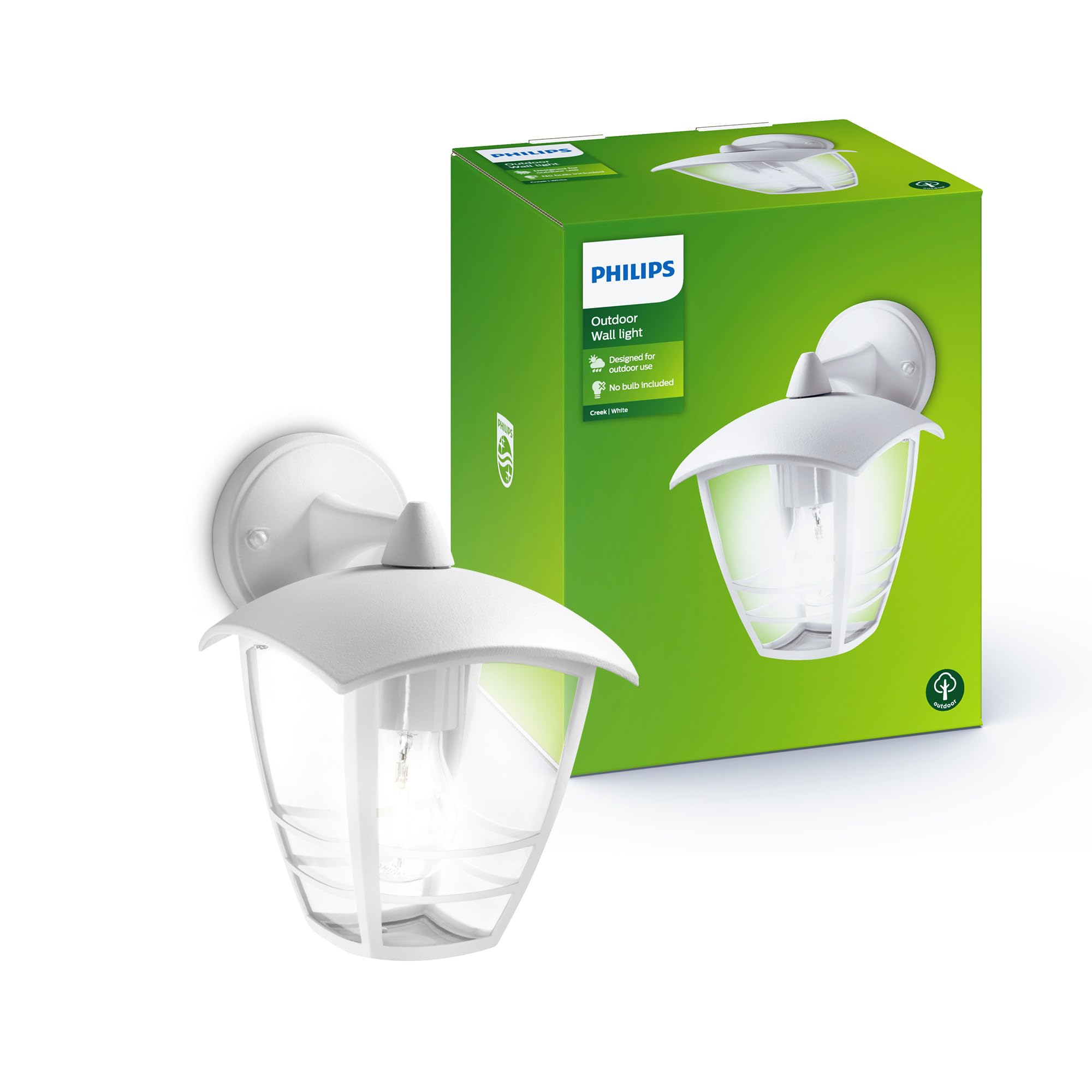 Philips MyGarden Creek Outdoor Wall Light White (Requires 1 x 60 Watts E27 Bulb)