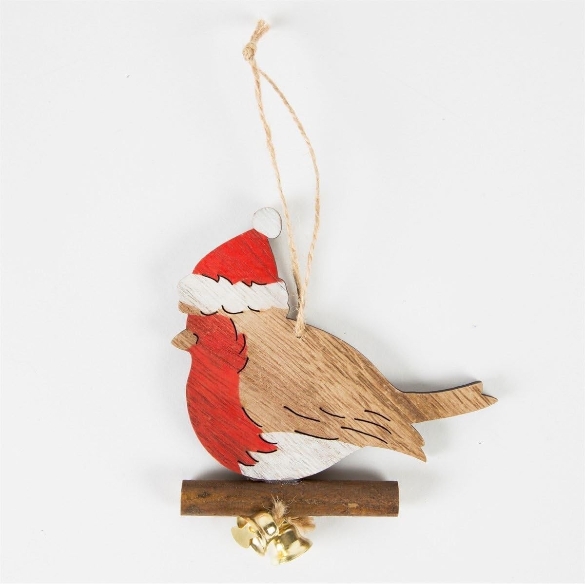 SASS & BELLE WOODEN SANTA HAT ROBIN BELLS CHRISTMAS HOME DECORATION PLAQUE GIFT