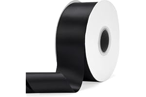 Ewaymado Solid Color Black Double Faced Satin Ribbon 2" X 50 Yards, Fabric Ribbons Perfect for Wedding and Party Decoration,Gift Wrapping, Sewing, Crafts