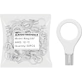 haisstronica 50PCS Ring Terminals 3/8" AWG 12-10 Non-Insulated Bare Copper | Brazed Seam Construction, Electrical Wire Connectors, Crimp Connections, Automotive, Marine &amp; Industrial Wiring