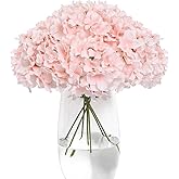 Tifuly Hydrangea Artificial Flowers -12 pcs Realistic Fake Hydrangea Silk Flowers with Stems Faux Hydrangea Flowers Heads for Office Home Party Wedding Centerpiece DIY Floral Decor (Pink)