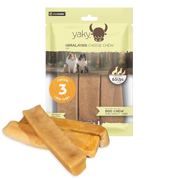 CHEWMETER YAKY HIMALAYAN YAK CHEESE DOG CHEWS, DOG BONES FOR AGGRESSIVE CHEWERS, HEALTHY DOG TREATS, LONG LASTING, NATURAL, RAWHIDE ALTERNATIVE, GRAIN FREE, DOGS 65 LBS & UNDER, 3 COUNT (PACK OF 1)