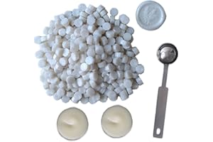 Sealing Wax Beads, YOSENLING 350 Pcs Pearl White Wax Seal Beads with 2 Pcs White Candles and 1 Pcs Wax Melting Spoon, Great f