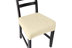 NORTHERN BROTHERS Dining Chair Seat Covers Set of 8, Waterproof Seat Covers for Dining Room, Stretch Washable Chair Slipcover Protector, Beige