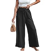 CUPSHE Palazzo Pants for Women Smocked Waist Boho Western Flowy Wide Leg Pant