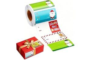Christmas Gift Tags, 500Pcs Self-Adhesive Stickers Santa, Snowman, Elk, Merry and Bright Gift Wrapping Labels for Christmas G
