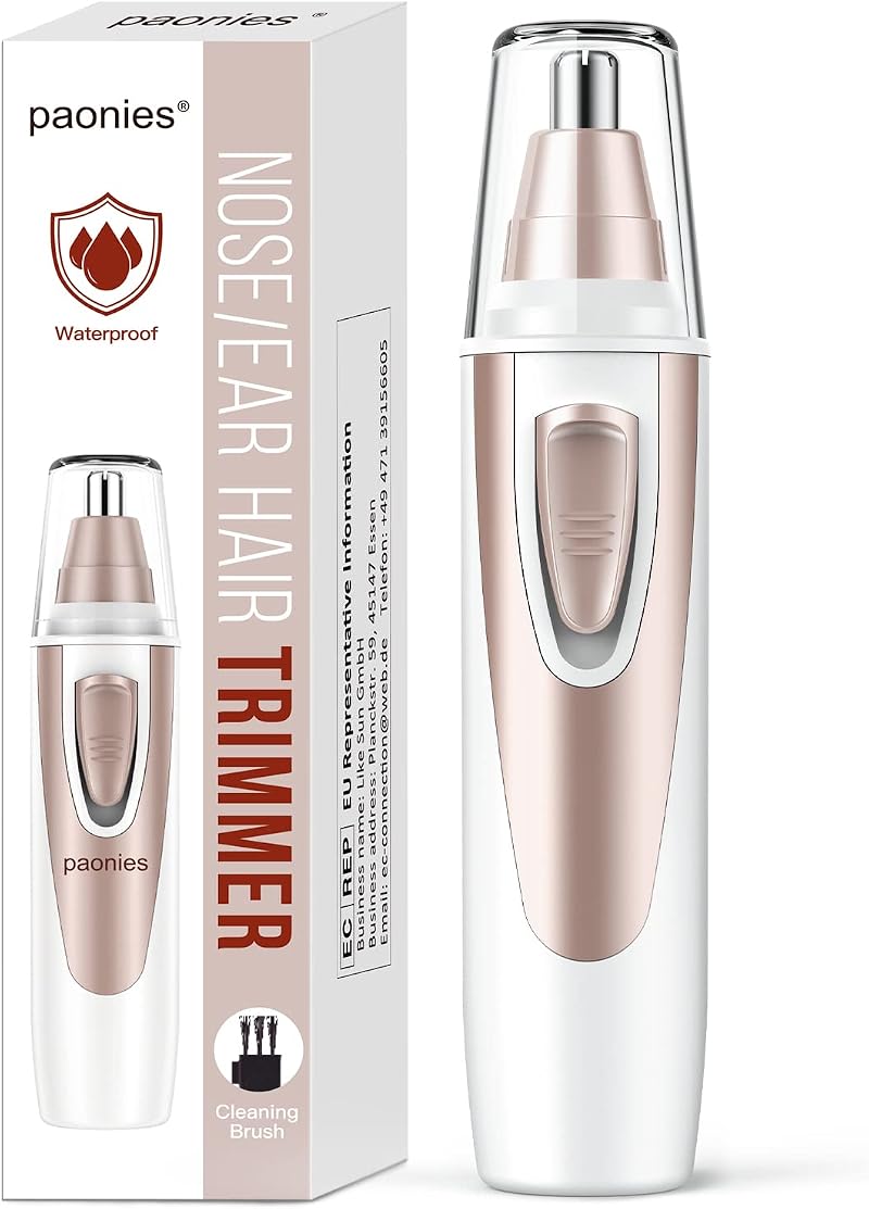 Paonies Ear Nose Hair Trimmer Clipper IPX7 Waterproof Dual Edge Blades