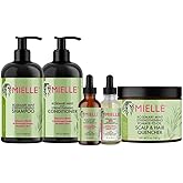 Mielle Organics Men's Grooming Bundle Rosemary Mint - 5-Piece Complete Routine - Biotin-Infused Shampoo, Conditioner, Scalp & Hair Oils, Hair Quenching Pomade