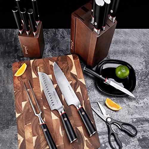 Emojoy Knife Set, 16Piece Kitchen Knife Set with Block and Serrated