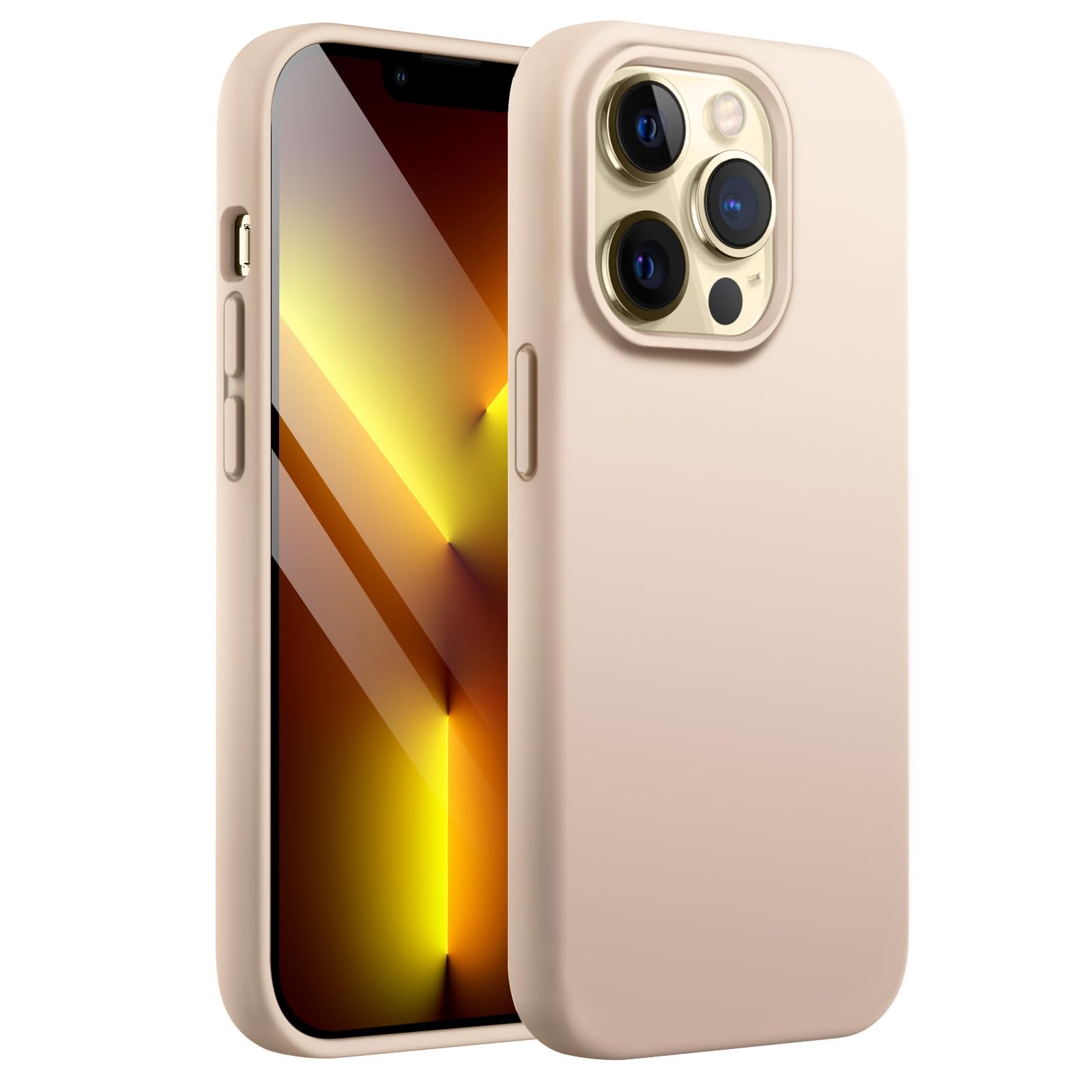 JETech Silicone Case for iPhone 13 Pro 6.1-Inch, Silky-Soft Touch Full-Body Protective Phone Case, Shockproof Cover with Microfiber Lining (Beige)