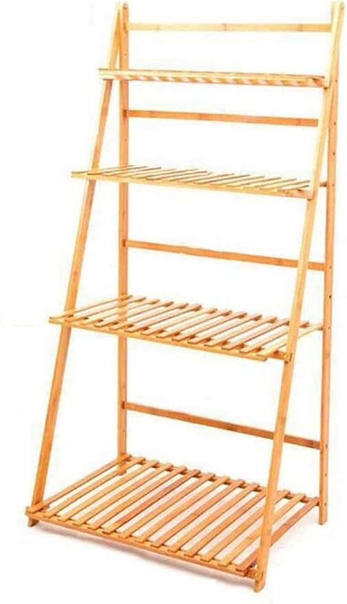 ZZTX Estantes de Flores de bambú de Madera Maciza de 4 Niveles Estante