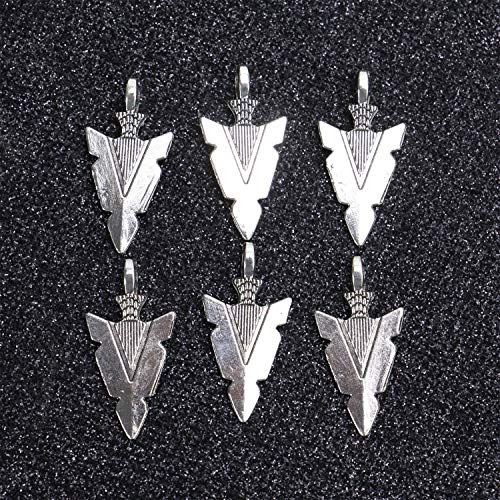 Monrocco 100 Pack Silver Indian Arrowhead Dagger Charms Pendant Jewelry Findings for Bracelets Jewelry Making
