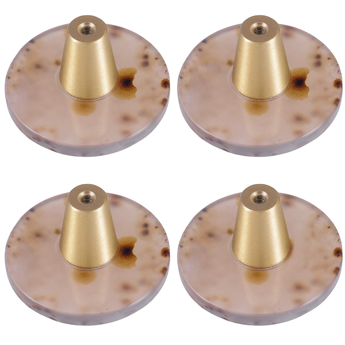 mookaitedecor Set of 4 Natural Agate Drawer Knobs with Screws, Round Grey Knobs Crystal Knobs for Cabinet Kitchen Wardrobe Door Decorative Crystal Stone Cupboard Handles Furniture Home Decor