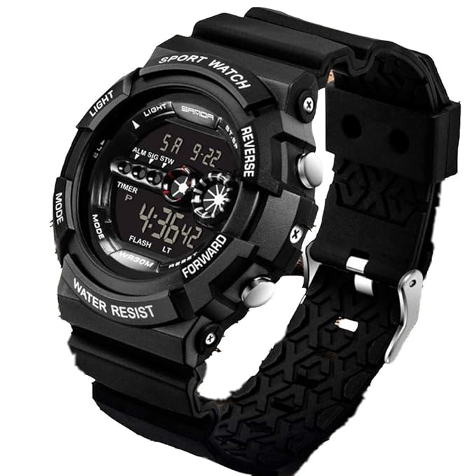 Multi-Function Sport Waterproof Plastic Analogue-Digital Round Dial Unisex Watch