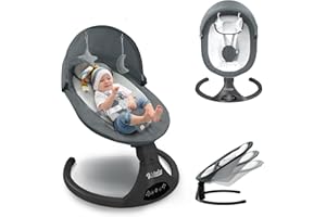 YHPOYLP Baby Swing，Electric Baby Swing for Infant,BluetoothSwings for Baby 0-9 Months with Music Speaker,Infant Swing with Remote Control (Grey)