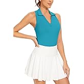 Soneven Women's Sleeveless Golf Shirts Ribbed Golf Tanks Tops UPF50+ Athletic Racerback Polo Shirts Tennis Tops