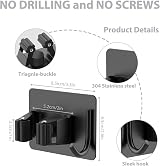 homeasy Mop Broom Holder 4 Pcs Stainless Steel Self Adhesive Wall Mount Black view 5