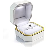 HONGYEXGCN LED Ring Box for Proposal Engagement wedding Prepared for Gifts, Luxury Ring Box The Best Gits are for the People WhoMatter Most to You,Square Velvet Case Jewelry Gift Box (Pure - white)