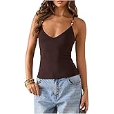 SOLY HUX Women's Summer Cami Tops Slim Fit V Neck Spaghetti Strap Criss Cross Going Out Top Camisole