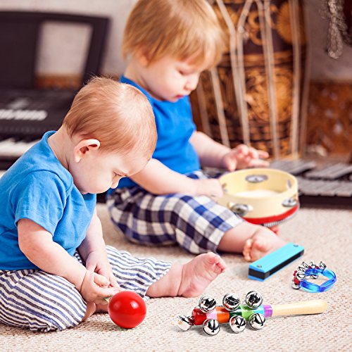 Ohuhu 20 PCS Kids Musical Instruments, Toddler Music Toys, Rhythm Percussion Set for Baby Kid Child Boys Girls, Xylophone Harmonica Tambourine Hand Bell Shaker Egg Kazoo Storage Backpack Included - Thumbnail 5