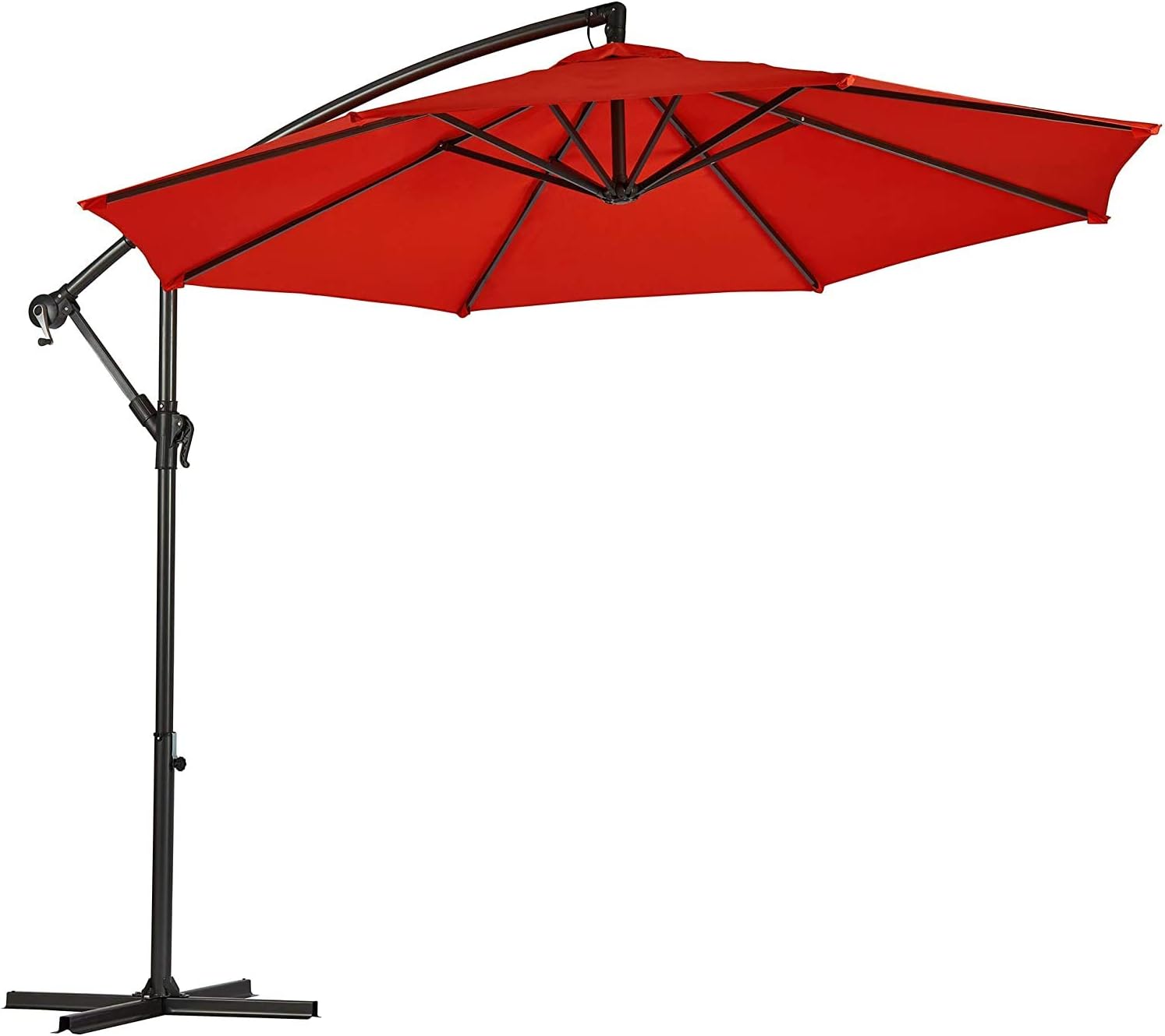 CLIFFORD JAMES Cantilever Parasol with Cover, Umbrella Canopy Outdoor Sun Shade (Red)