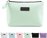 Maange Small Cosmetic Bag Green Portable Travel Pouch Waterproof PU Leather