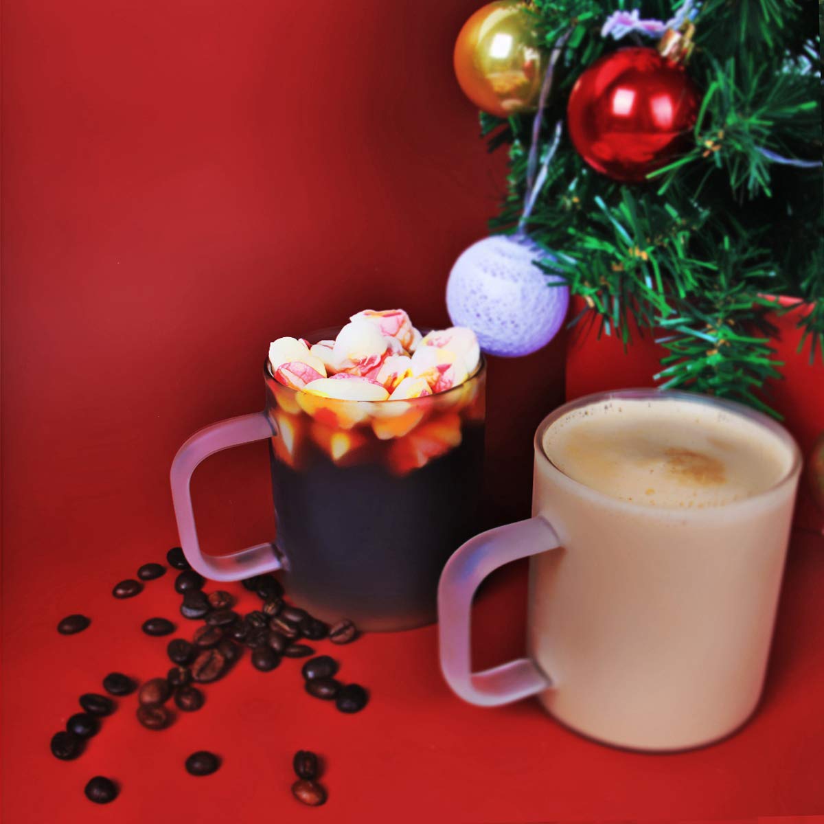 MIOCARO Glass Espresso Mug Coffee Cup Matt Tea Cup With Handle - 12 oz, Set of 2