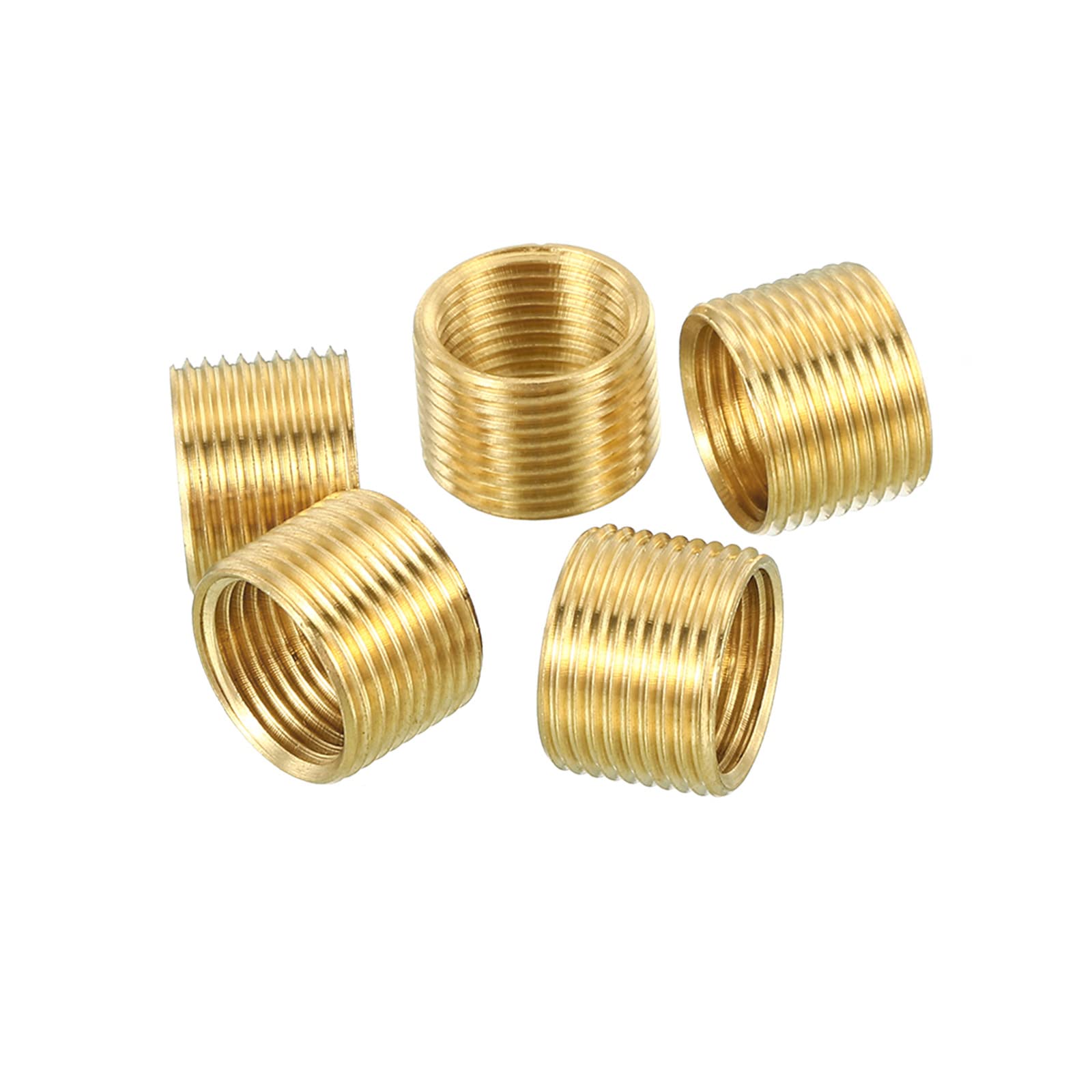 PATIKIL M14 to M12 Fine Thread Adapter Reducer Thread Reducing Nuts Insert, 5 Pack 10mm Threaded Hollow Tube Adapter Brass Coupler Connector Pipe Fitting