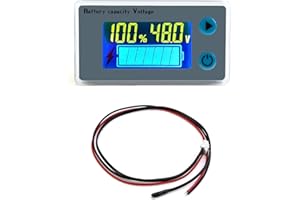 QWORK 10-100V Battery Capacity Monitor Gauge Meter with Buzzer Alarm, 12V 24V 36V 48V 60V 72V Acid Lead Lithium Polymer Digit