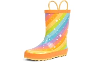 landchief Toddler Rain Boots, Kids Rain Boots Waterproof Rubber Boots for Girls and Boys with Fun Patterns and Easy-On Handles