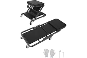 Garvee Z-Style 2-in-1 Creeper Seat 36", 330 lbs – Quick-Fold Mechanic Cart Converts to Rolling Under-Car Creeper