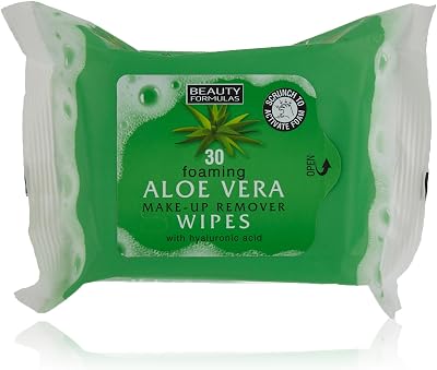 Beauty Formulas Aloe Vera Make-Up Remover Wipes Gentle Cleansing 25 Count