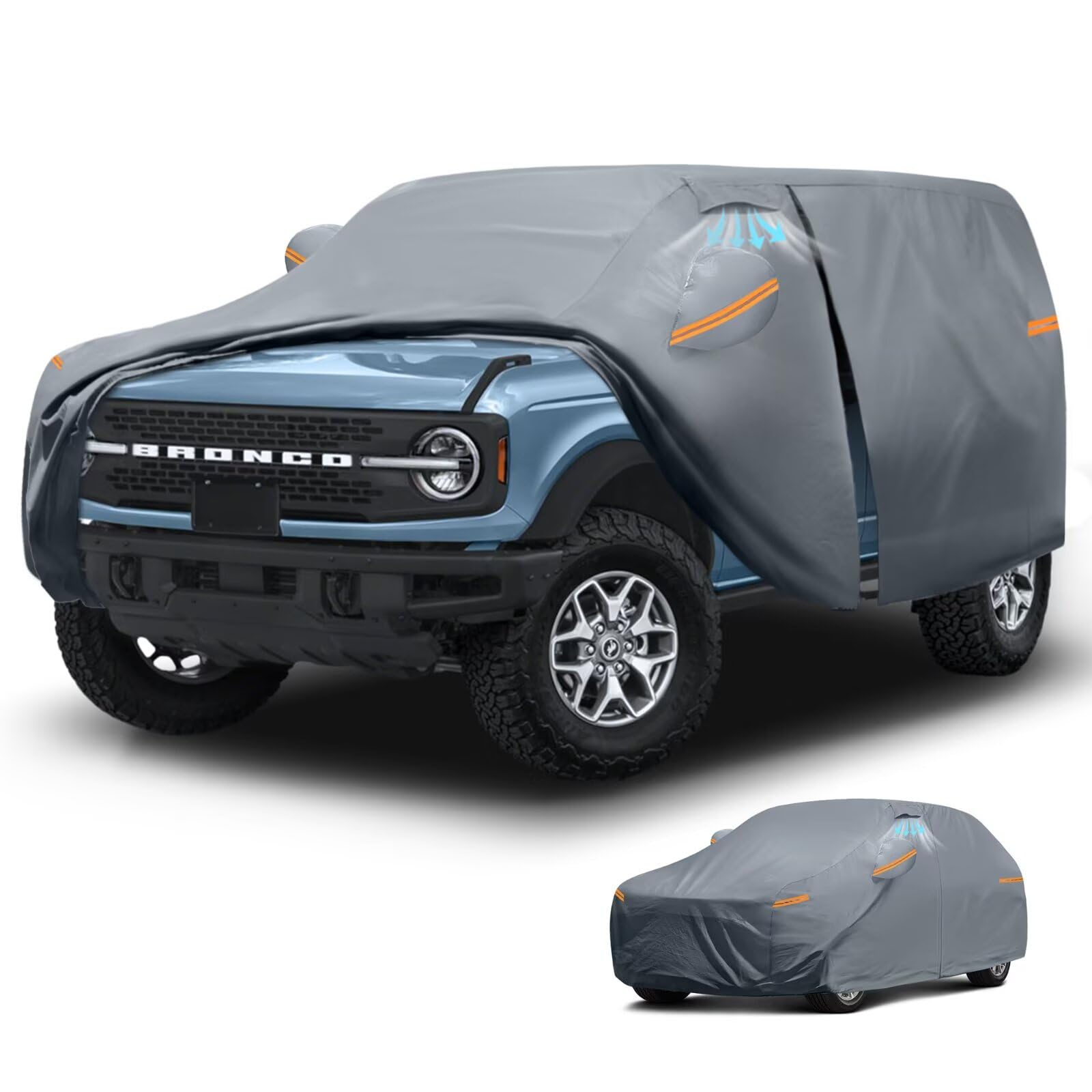 Photo 1 of Waterproof Ford Bronco Sport/Ford Bronco 2 Door(2021-2026) Car Cover with Breathable Vents, [2026 Upgrade] Premium Covers with Cotton Liner and Zipper Door, Sun Rain Snow Dust Uv Protection.