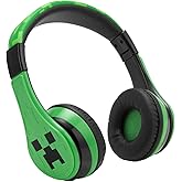 eKids Minecraft Kids Bluetooth Headphones, Wireless Headphones with Microphone Includes Aux Cord, Volume Reduced Kids Foldable Earphones