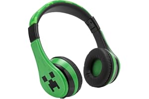 eKids Minecraft Kids Bluetooth Headphones, Wireless Headphones with Microphone Includes Aux Cord, Volume Reduced Kids Foldable Earphones for School, Home, or Travel