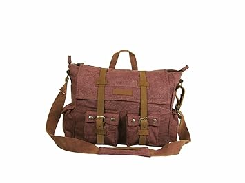 The House of tara Canvas Leather Messenger Bag (Old Rose)