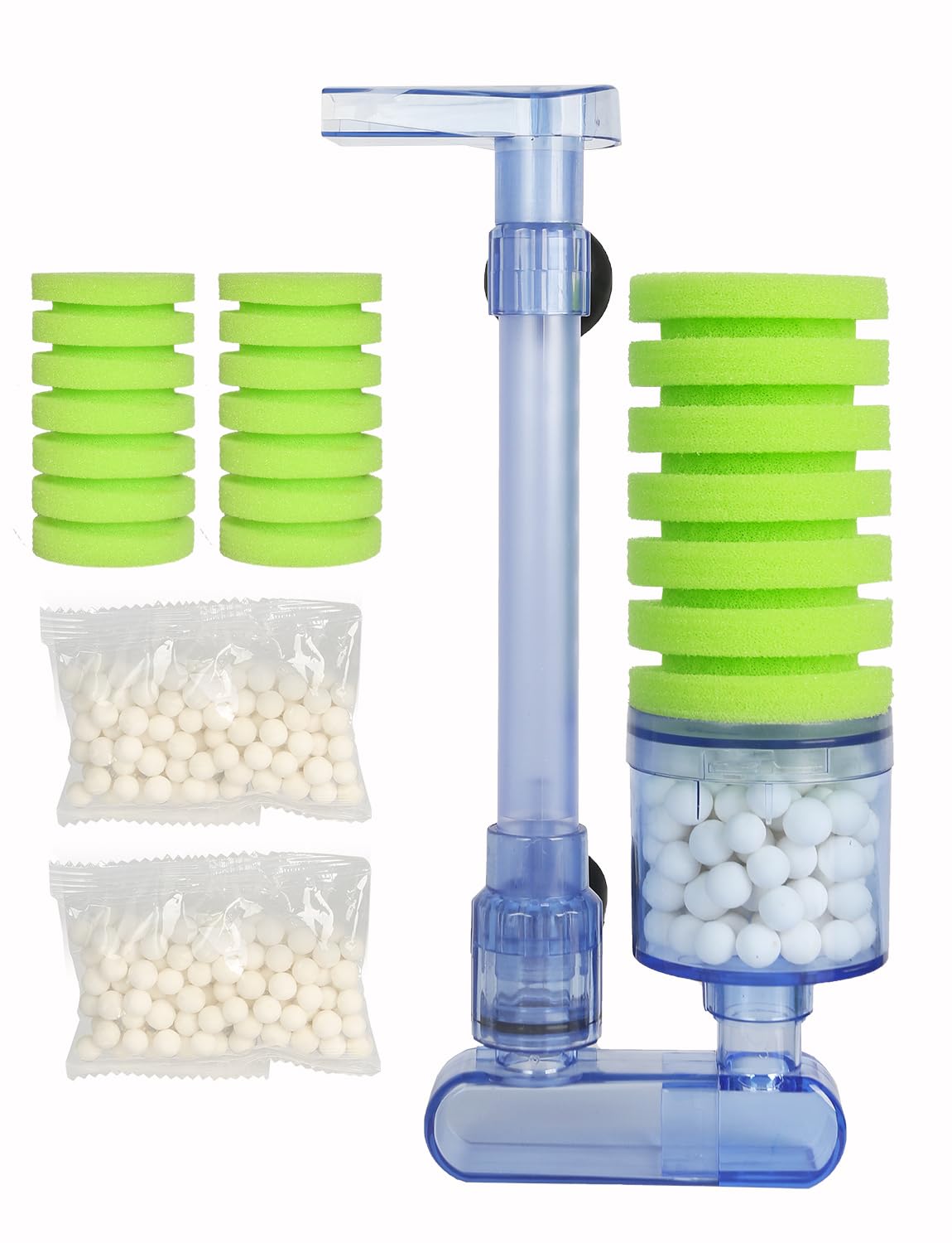 boxtech Aquarium Biochemical Sponge Filter, Ultra Quite Aquarium Single Head Bio Sponge Fish Tank Foam Filter-Green