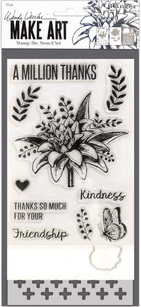 Ranger Wendy Vecchi Make Art Stamp, Die & Stencil Set-A Million Thanks