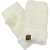 C.C Women's Warm Knit Fingerless Half Finger Fleece Lined Winter Gloves