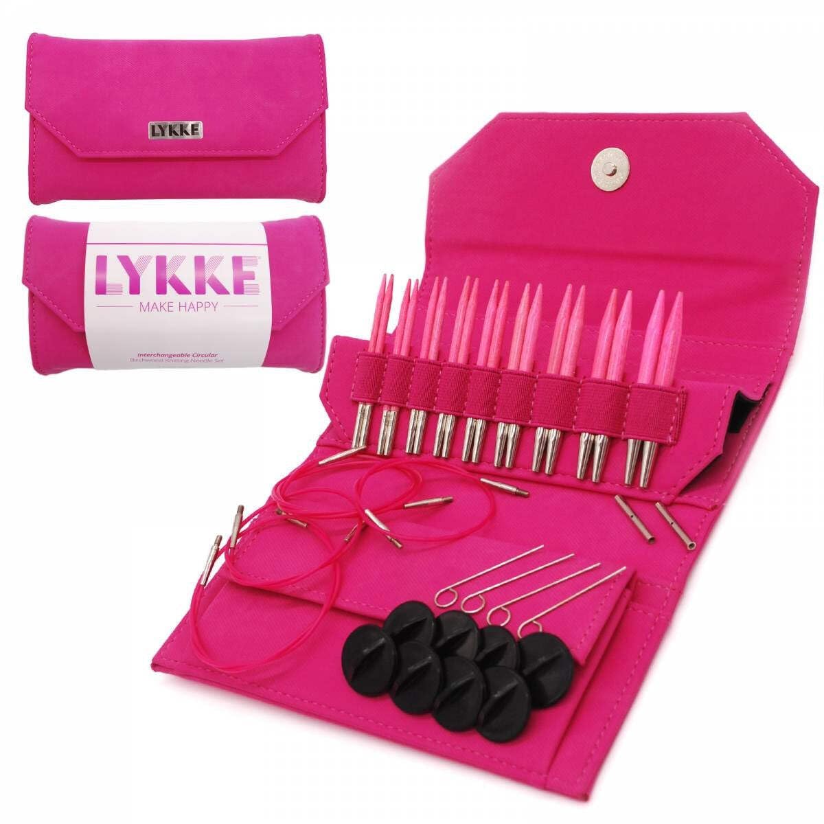Lykke BL-35IC-SET-FSC Blush Fuschia Interchangeable Circular Birchwood Knitting Needle Set - 3.5"