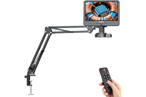 LINKMICRO LM109A 10.1'' LCD Digital Microscope with Screen for Adults, Soldering Electronics Microscope [Flex Arm Stand] 260X