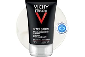 Vichy Face Moisturizer for Men After Shave, Homme Sensi Balm for Sensitive Skin and Irritated Skin, Paraben Free, 75mL