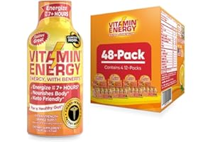 Vitamin Energy Extra Strength Energy Drink Shots | Natural Nutrients to Energize & Support Immune System | Sugar & Carb-Free | Immunity Formula | up to 7+ Hours | Orange Burst- 1.93 fl oz- Pack of 48