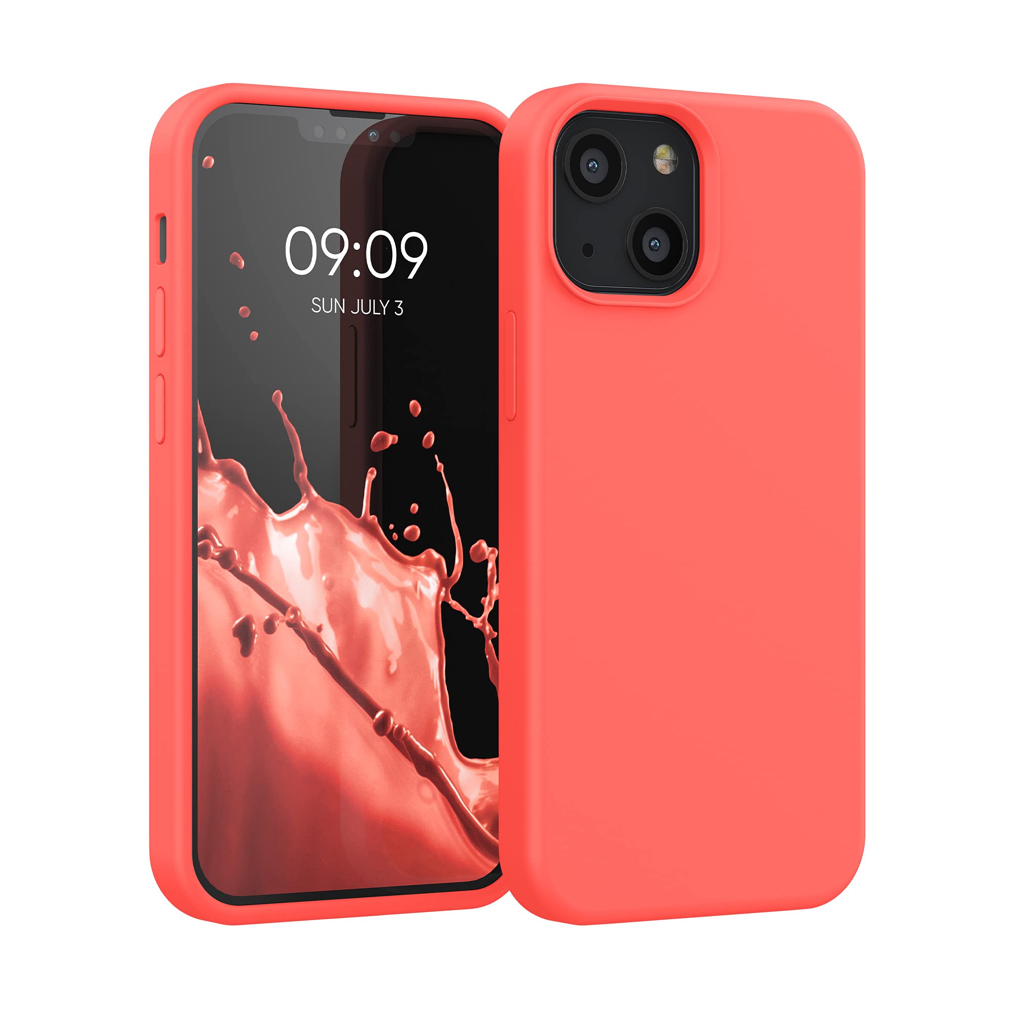 kwmobile Case Compatible with Apple iPhone 13 mini Case - TPU Silicone Phone Cover with Soft Finish - Vivid Coral — image 1