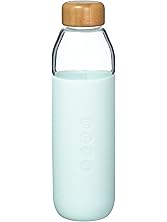 Soma 17 oz. BPA-free Wide Mouth Glass Water Bottle with Silicone Sleeve, Mint Green
