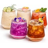 Oojami 40 Pack 14 oz Origami Ripple Stemless Ribbed Plastic Wine Glasses, Disposable Unbreakable BPA-Free Cocktail Cups for Fancy Parties, Weddings, Indoor Outdoor Champagne, Whiskey, Mimosa, Gold Rim