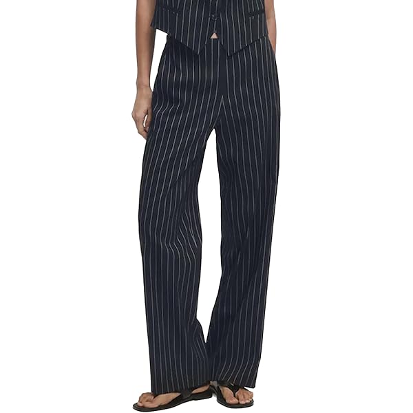 パンツ baggy stripe slacks navy normcore Pleated Wide Pants | Pinstripe | UNIQLO US