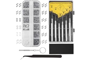 T-H-SEE Eyeglasses Repair Kit, 1100PCS Eyeglass Screws and 6 Pcs Precision Screwdriver Set and Tweezers for Glasses, Sunglass, Jewelry, Spectacles and Watche