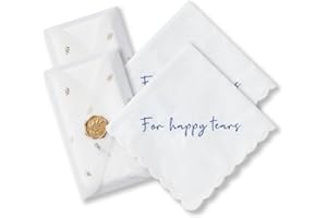 TRULIVA Mother of the Bride Gifts Happy Tears Wedding Handkerchief Something Blue for Bride on Wedding
